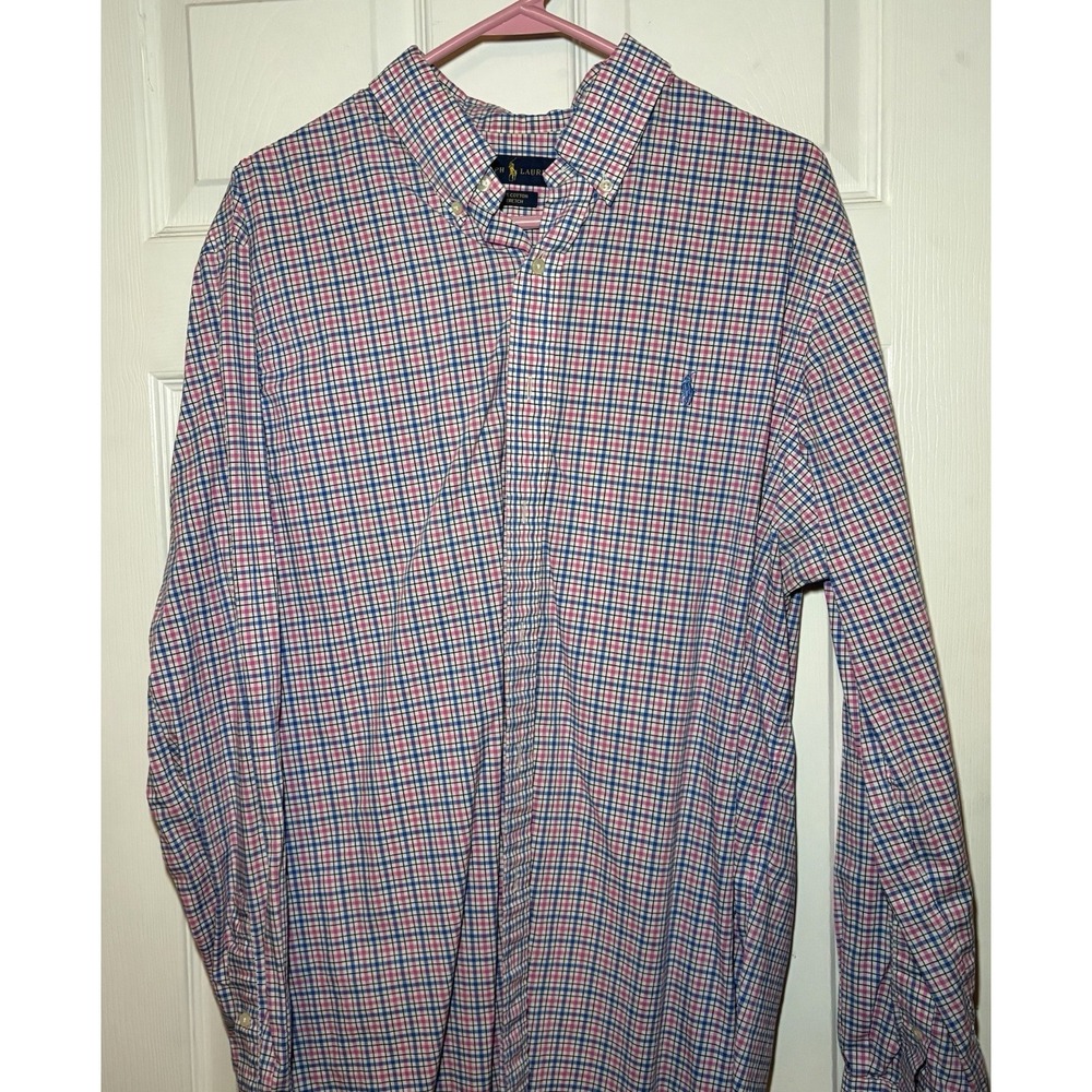 Polo Ralph Lauren Shirt Mens Large Colorful Plaid  Pocket LS Button Up
